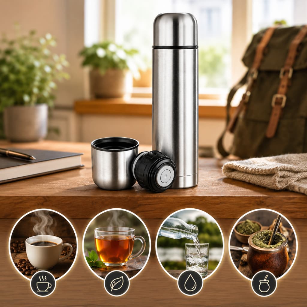 Garrafa Térmica Inox 500ml Dupla Camada para Café Água Quente e Gelada