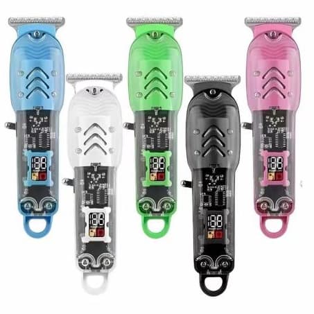 KIT 1|2|3|4|5 Máquina De Cortar Cabelo Profissional Smart Lcd Barbeador Elétrico Transparente Sem Fio USB-MINIMEOW