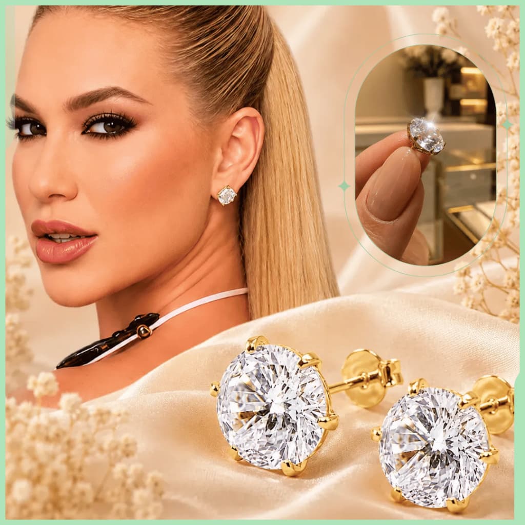 Brinco Virgínia Ponto De Luz Zircônia 10mm Brilhante Banhado  Ouro 18k E Prata