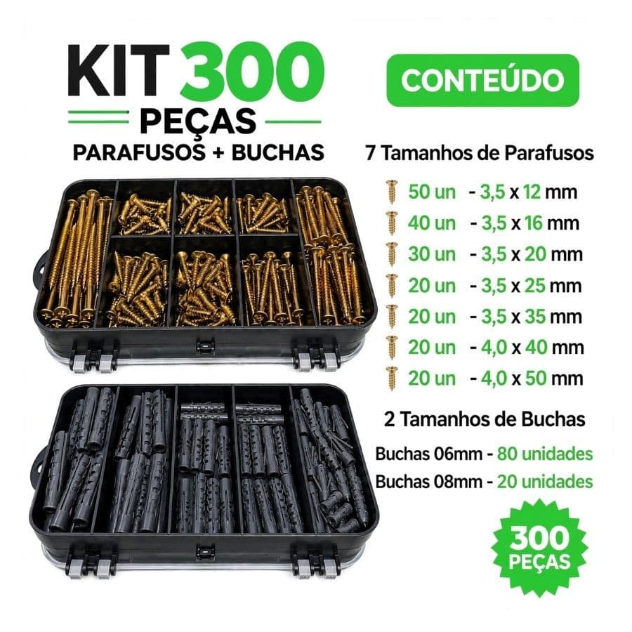 Kit Parafusos Buchas Para Reparos Em Casa Com Caixa Estojo organizador 301pçs