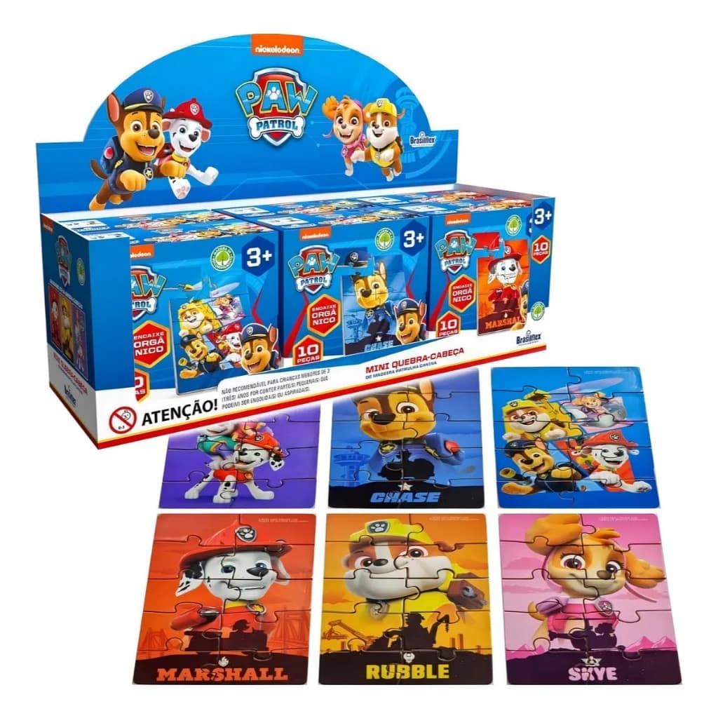 Kit 6 Quebra Cabeças Madeira Patrulha Canina - Pais E Filhos