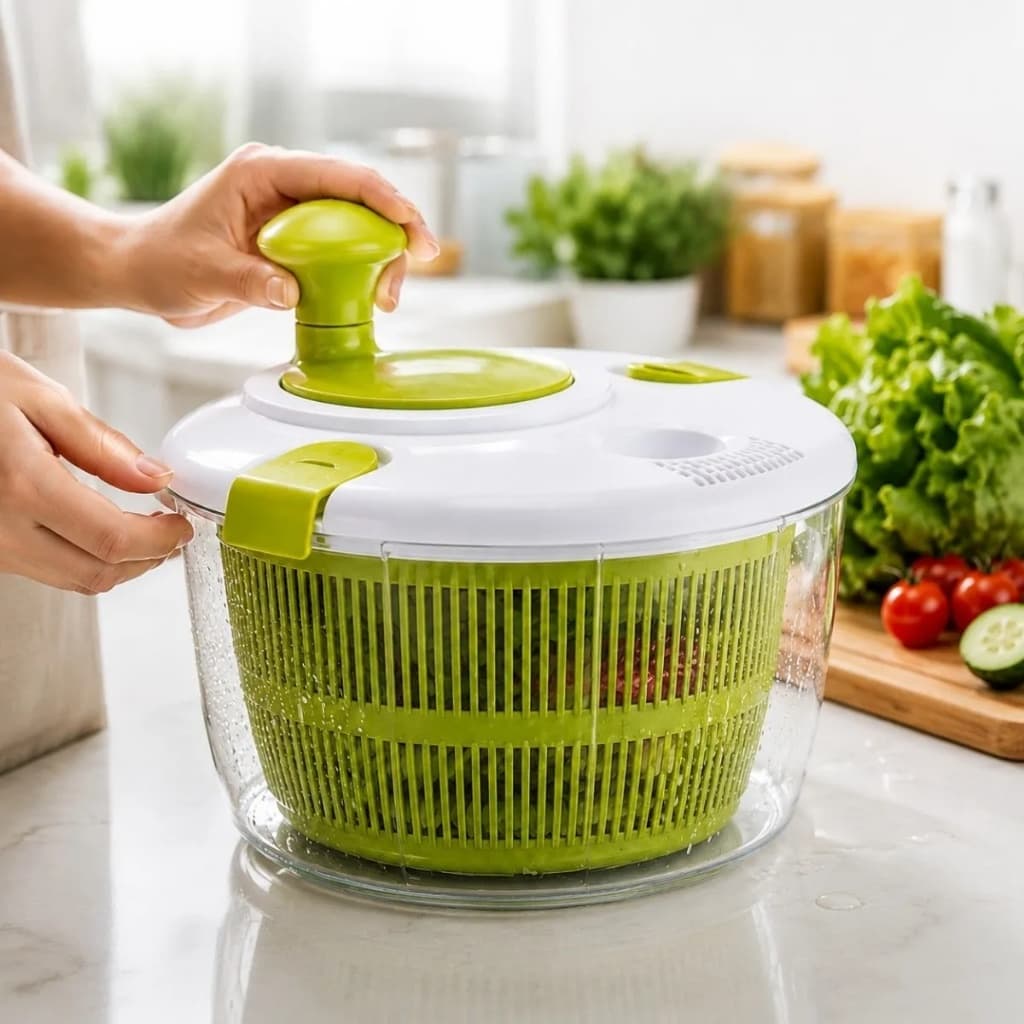 Seca Salada Centrífuga Secador Folhas Verduras Legumes 5l Verde