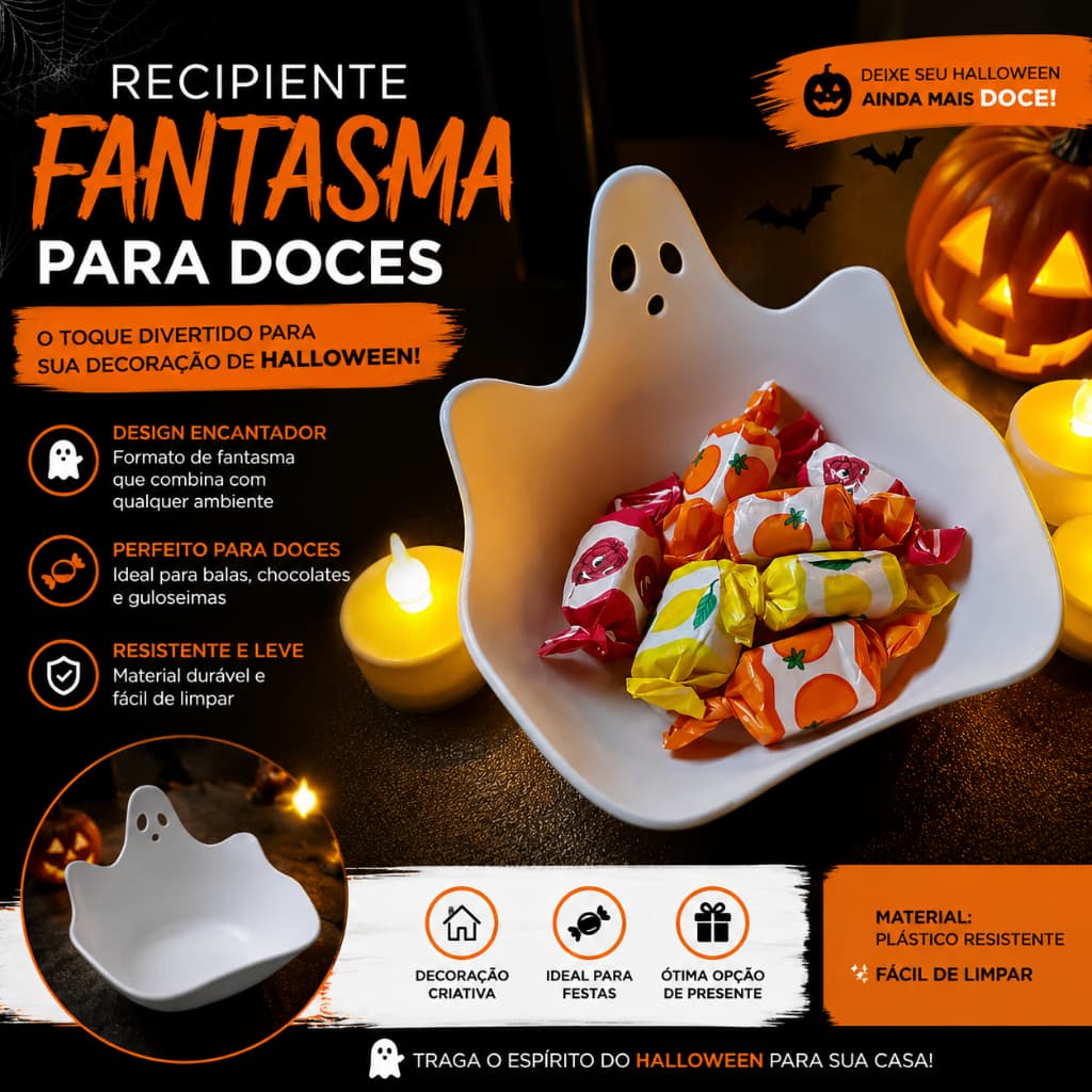 Tigela| Recipiente Fantasma de Halloween