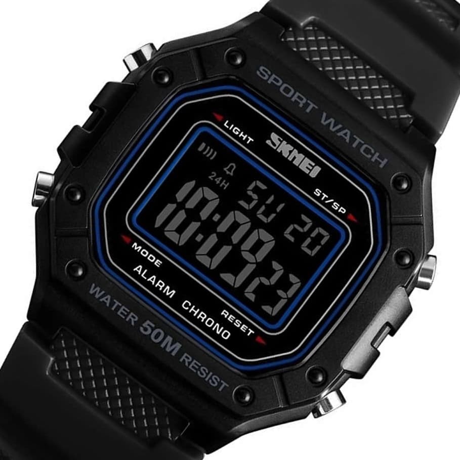 Relógio Masculino Skmei Digital 1496 Preto (Resistente à água 5ATM, Esportivo, Despertador, Cronômetro, Calendário, Luz)