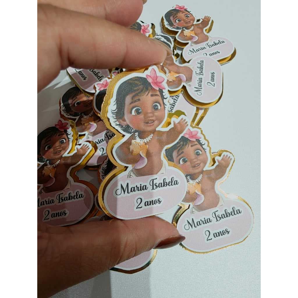 Aplique Tubete Moana Baby c/ Nome e idade Personalizado + Lamicote