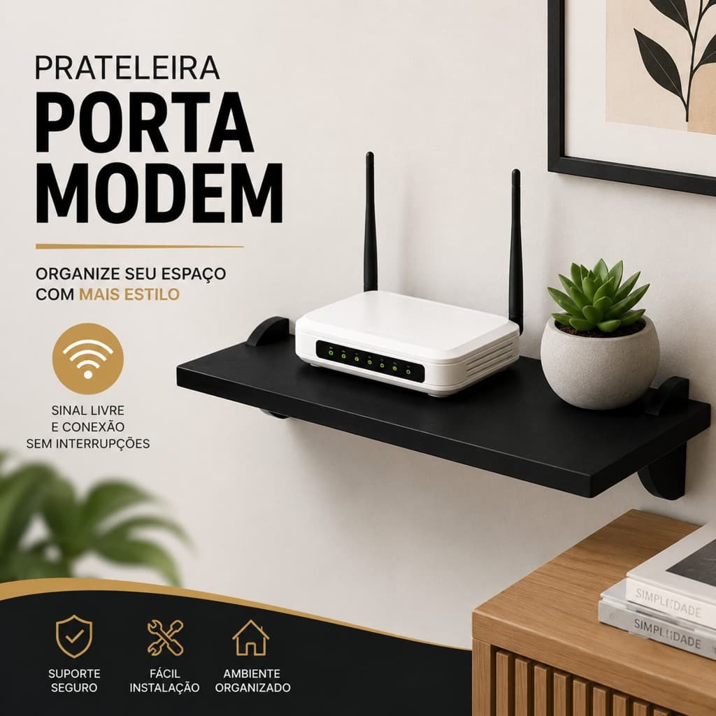 Prateleira Porta Modem Utilita PRAT-K com Suporte até 5kg