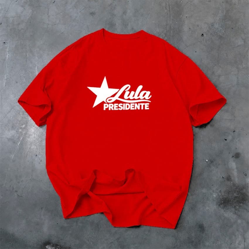 Camiseta LULA ESTRELA Algodão Unissex Camisa Presidente Esquerda Estampada Lula Tshirt Brasil PT