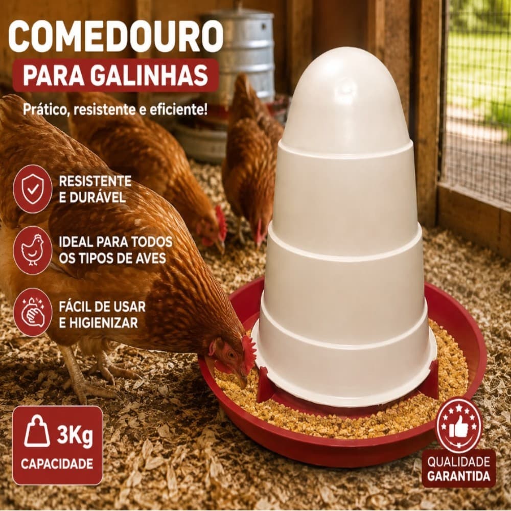 Comedouro Galinha Galo Frango Galinheiro Cocho Milho Farelo