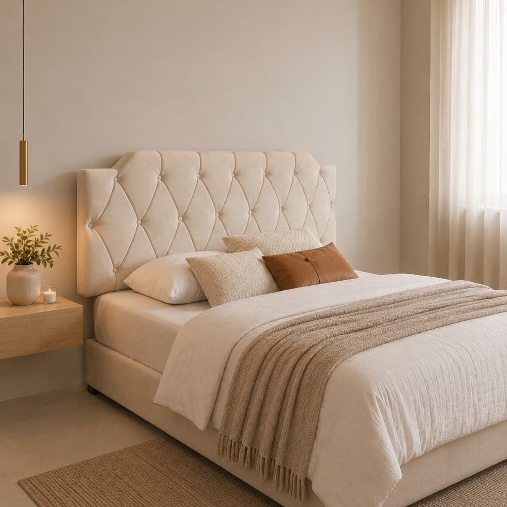 Cabeceira Suspensa Queen 1,60m Estofada em Suede Modelo Capela Dobrável para Quarto Cama Queen Size
