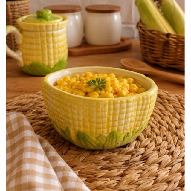 Bowl Milho 600ml em Cerâmica Esmaltada – Tigela Decorativa para Servir