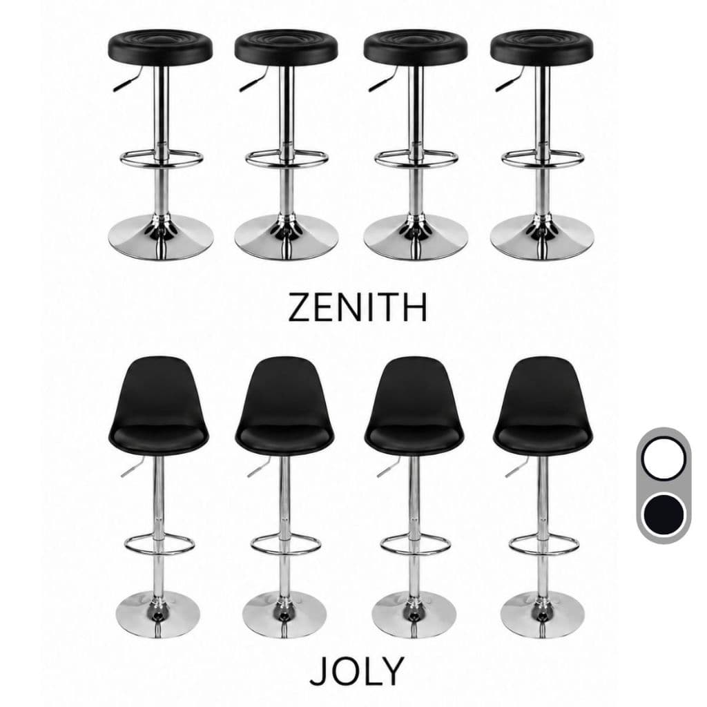 Kit 4 Banquetas Joly e Zenith Giratória Estofada Sala de Jantar Suporta 120kg Com Regulargem e Apoio para os Pés