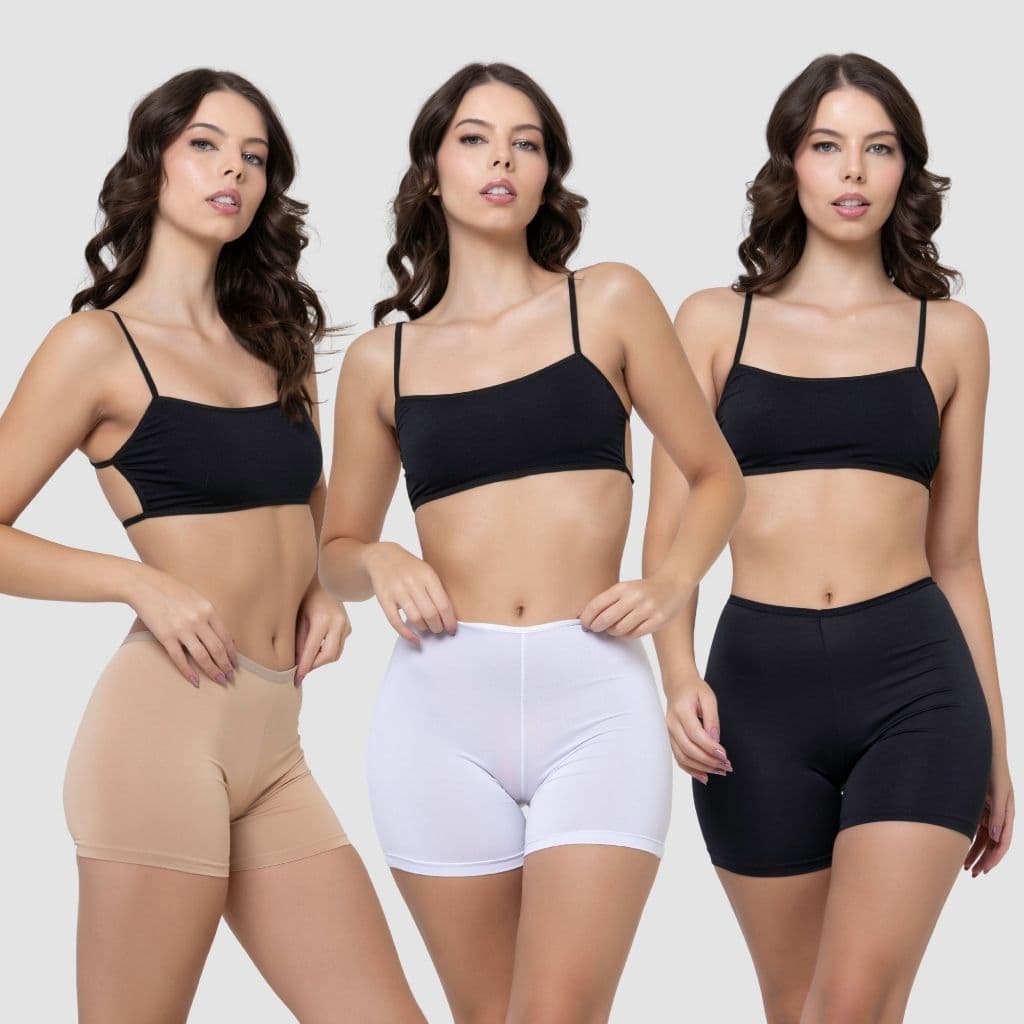 Kit 3 Short Anágua Liso Segunda Pele Feminino