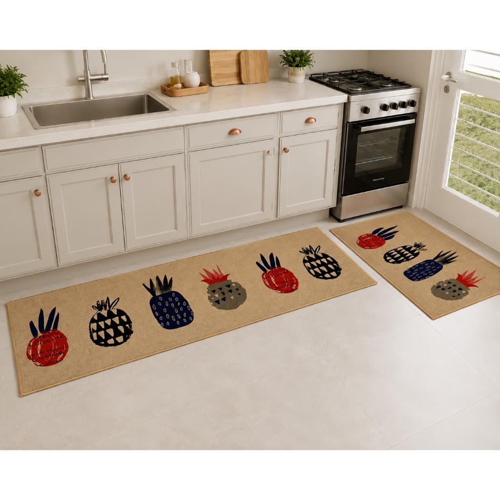Jogo de Tapete para Cozinha 2 Peças Antiderrapante Passadeira
