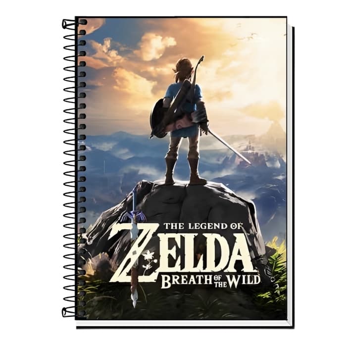 Caderno Zelda Link | Caderno Universitário | Caderno Escolar com Divisórias | Material para Estudos | Gamer