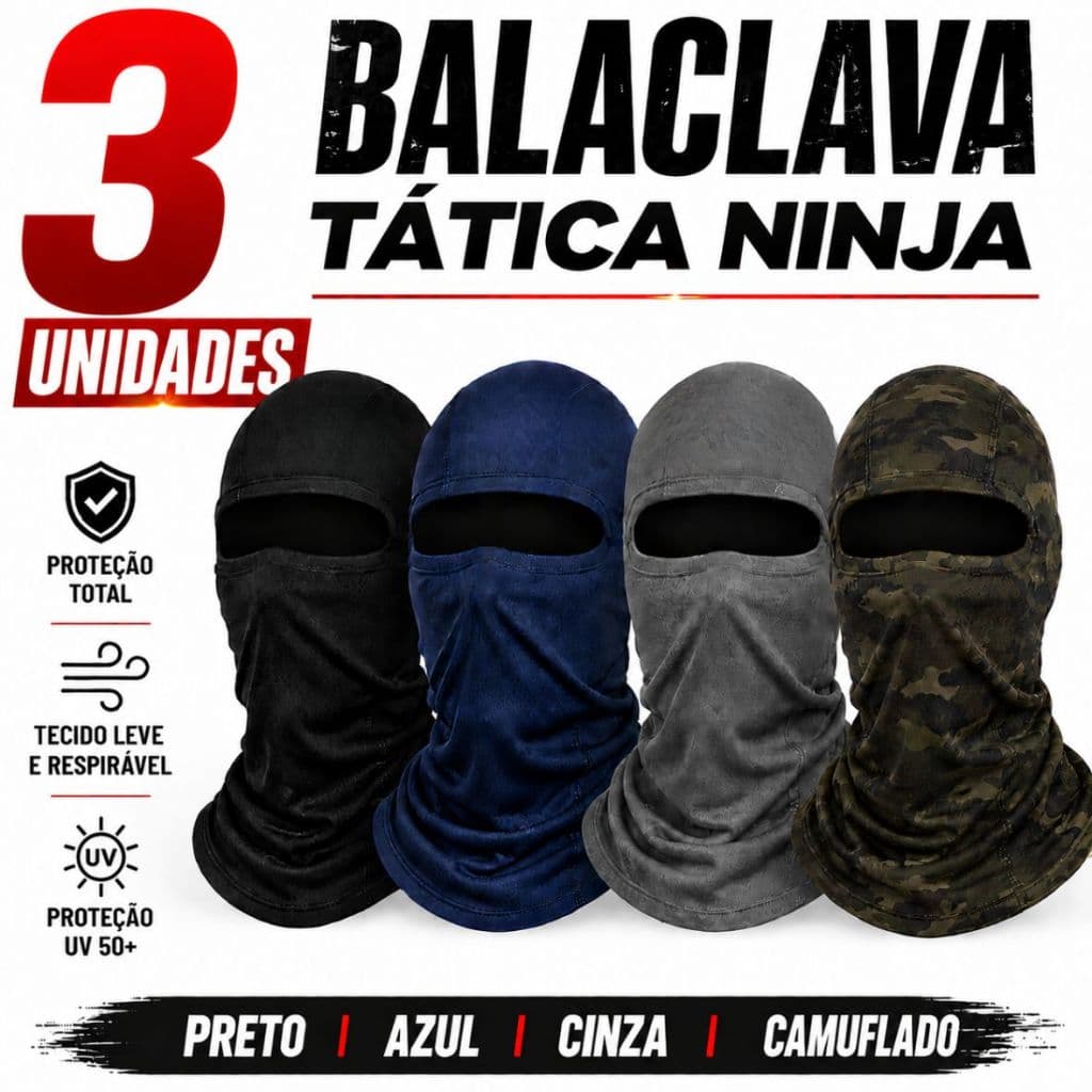 Kit 3 Touca Ninja Balaclava Bandana Motoqueiros Militar Facial Frio Máscara Moto proteção solar raios UV 50+ térmica