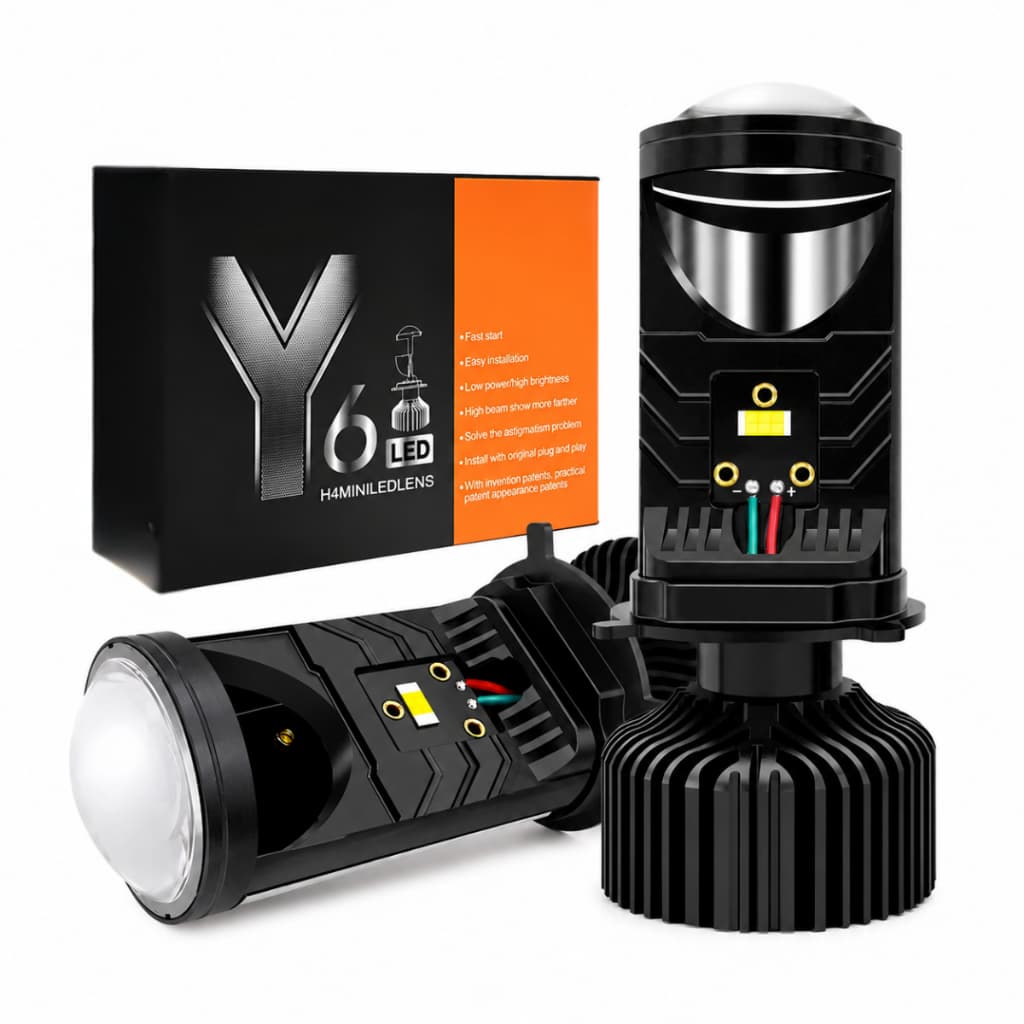 Par Lâmpada H4 LED Mini Projetor De Lente Canhão Y6 6500K 70W 12V 24V