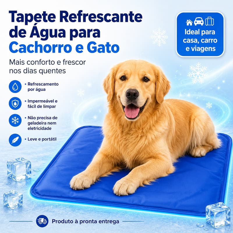 Tapete Pet Gelado Grande 81x96cm para Cães Grandes Refrescante Almofada Resistente Verão