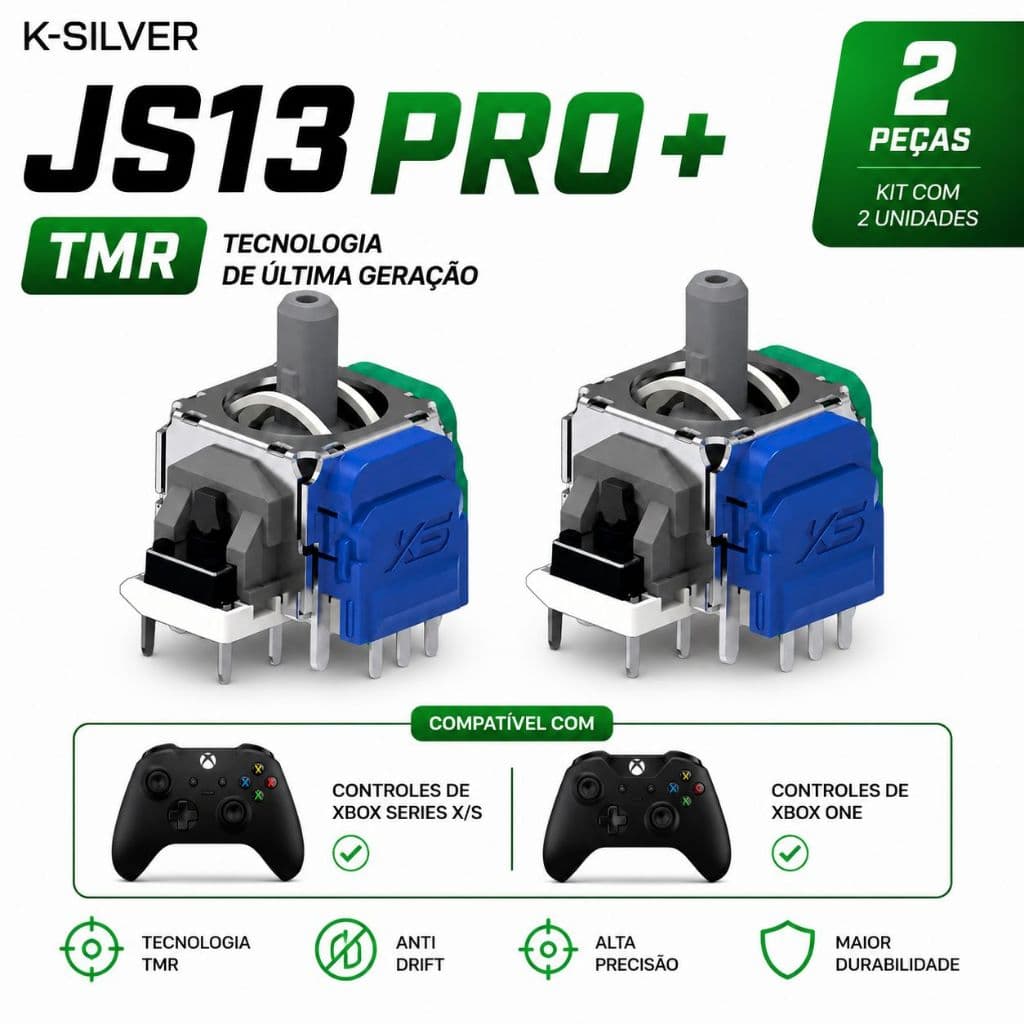 Kit 2 Analógico TMR Magnético K-Silver JS13 PRO+ Original Para Xbox Series X|S Xbox One Anti Drift