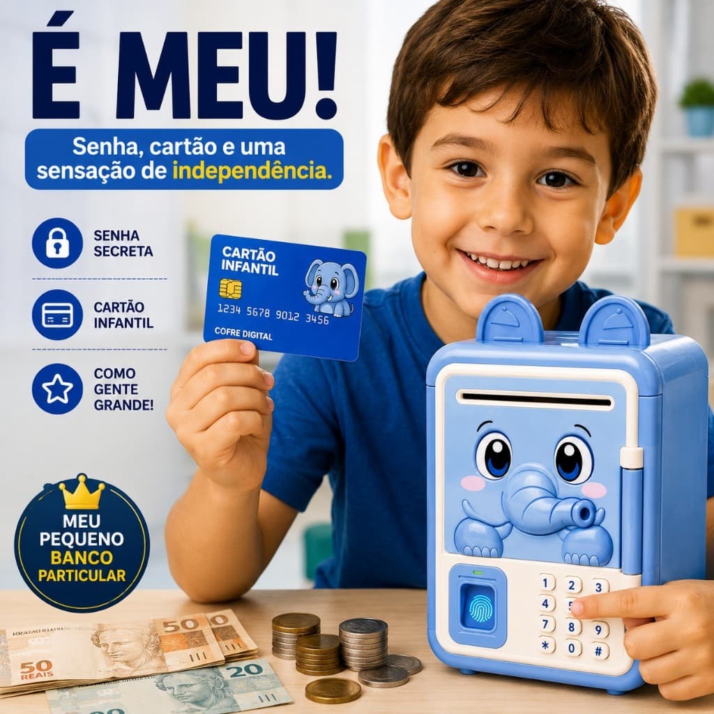 🔐 Cofrinho Infantil Eletrônico com Senha Digital Cofre Seguro Educativo Presente