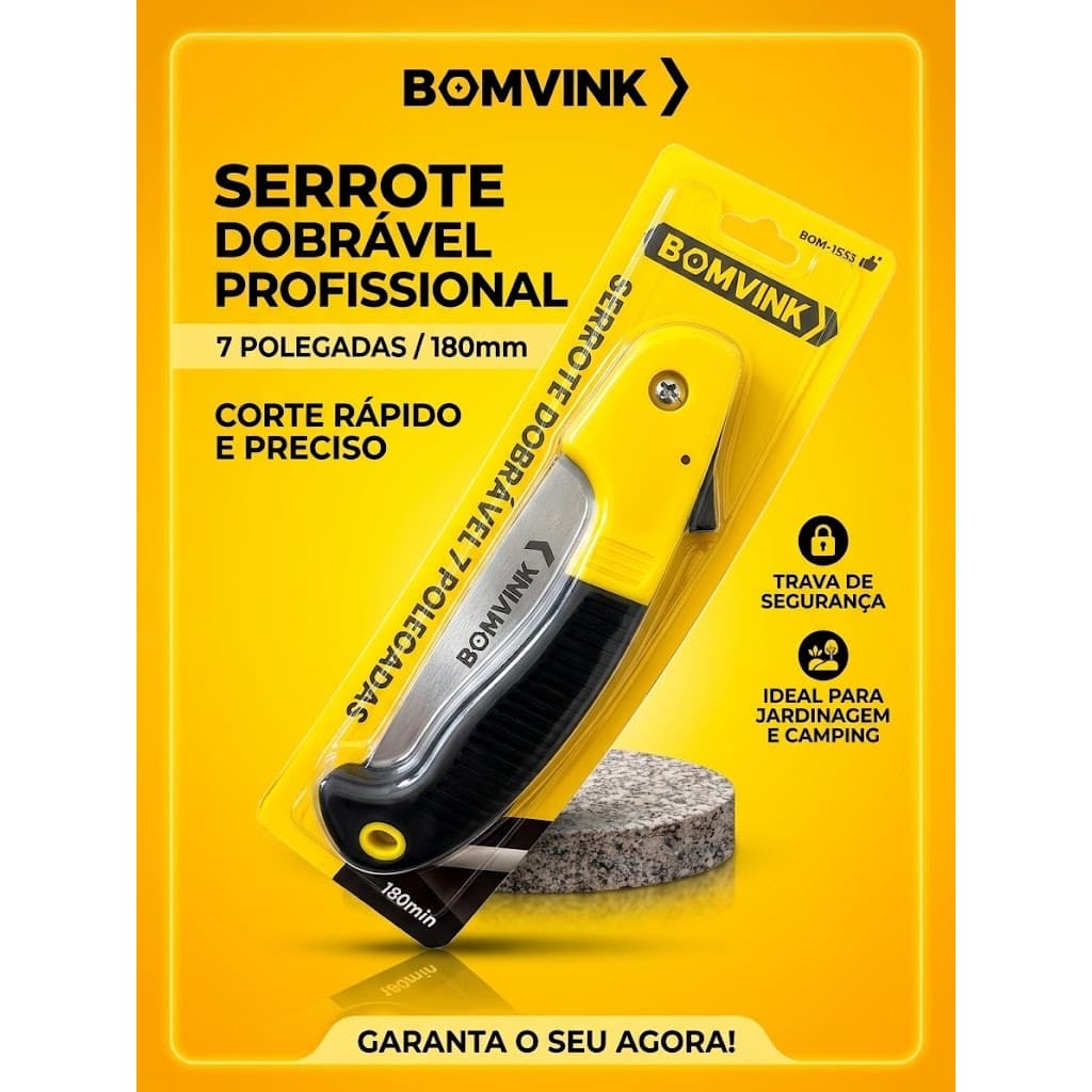 Serrote Dobrável Bomvink 7 Polegadas – Corte Preciso, Cabo Ergonômico e Trava! Aproveite Últimas Unidades"