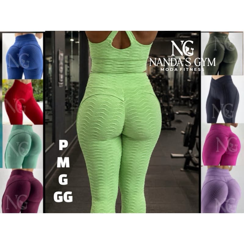 Calça Legging  feminina Brocada modeladora - empina bumbum - cós V - jacquard - coração - levanta glúteo