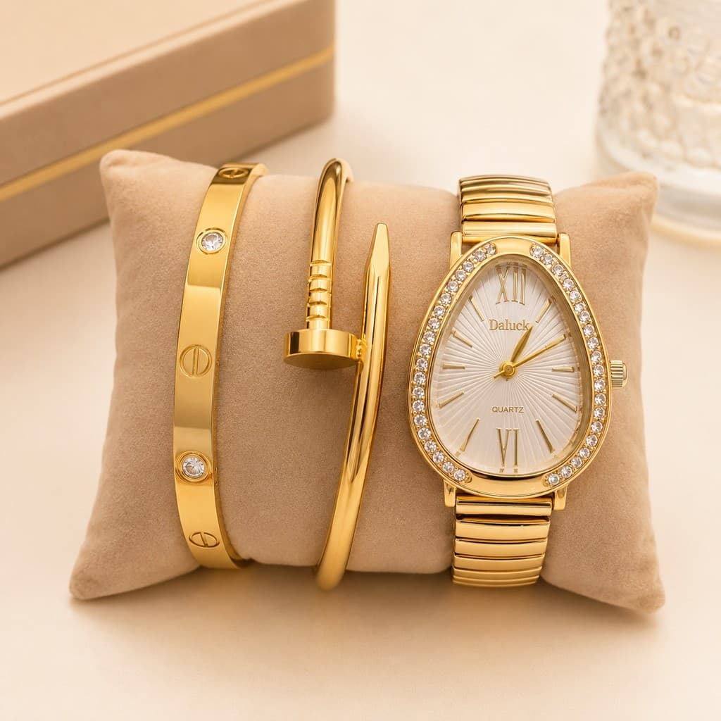 Relógio Feminino Dourado - Bracelete Pulseira Acessórios  Moda Blogueira