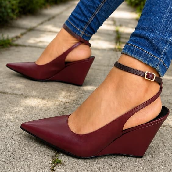 Scarpin Feminino Aberto Atrás Salto Anabela Bico Fino Social Estiloso