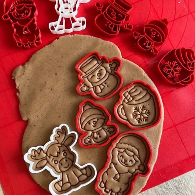 Kit Cortador de Biscoito Natal 3D (Papai Noel, Rena, Boneco de Neve) Confeitaria e Pasta Americana