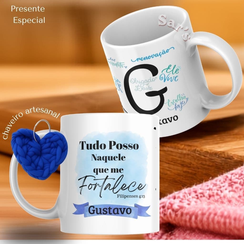 kit Caneca Personalizada 325ml Gospel  +Caixa presente+ Chaveiro presente evangélico - Porcelana