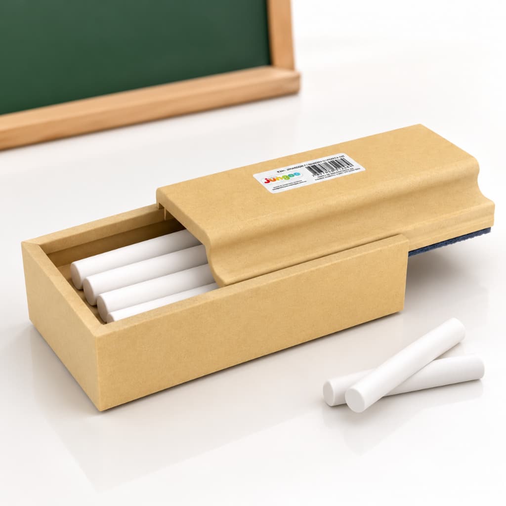 Apagador Com Porta Giz MDF Natural Para Quadro Verde Com Compartimento Para Organizar Giz