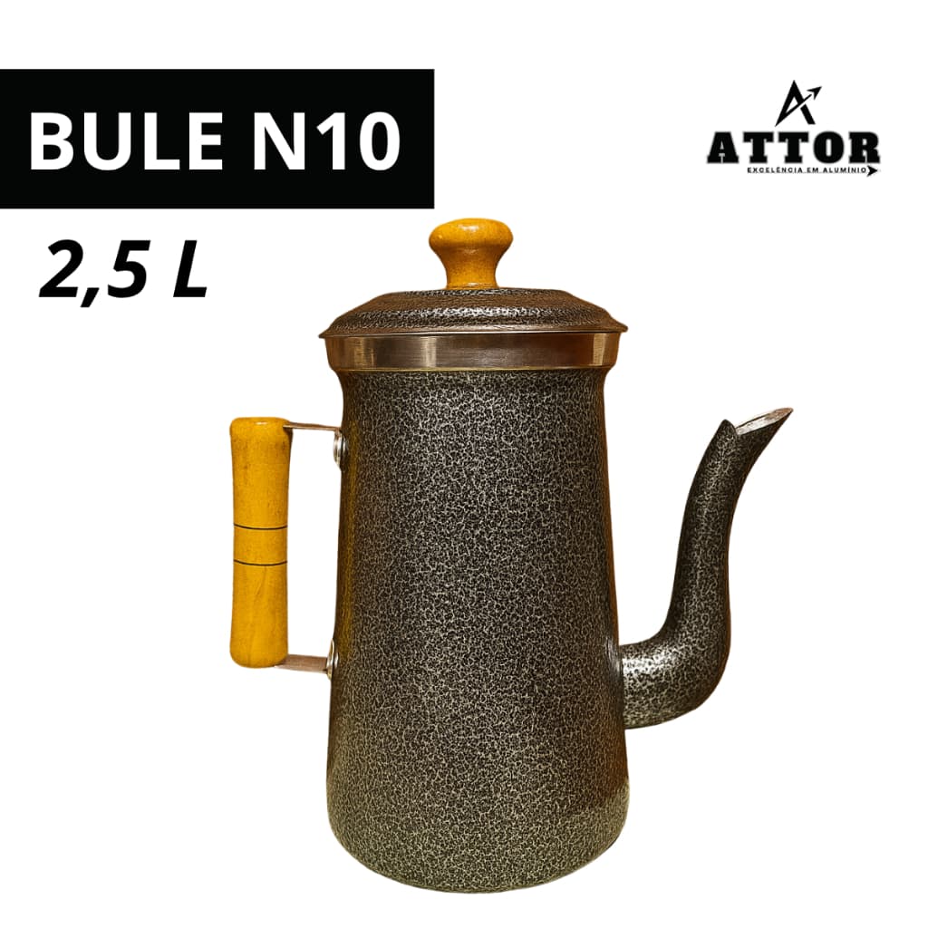 BULE DE CAFÉ N10 2,5L EM ALUMÍNIO RETRÔ COM CABO DE MADEIRA BICO FERVEDOR CAFÉ CHÁ