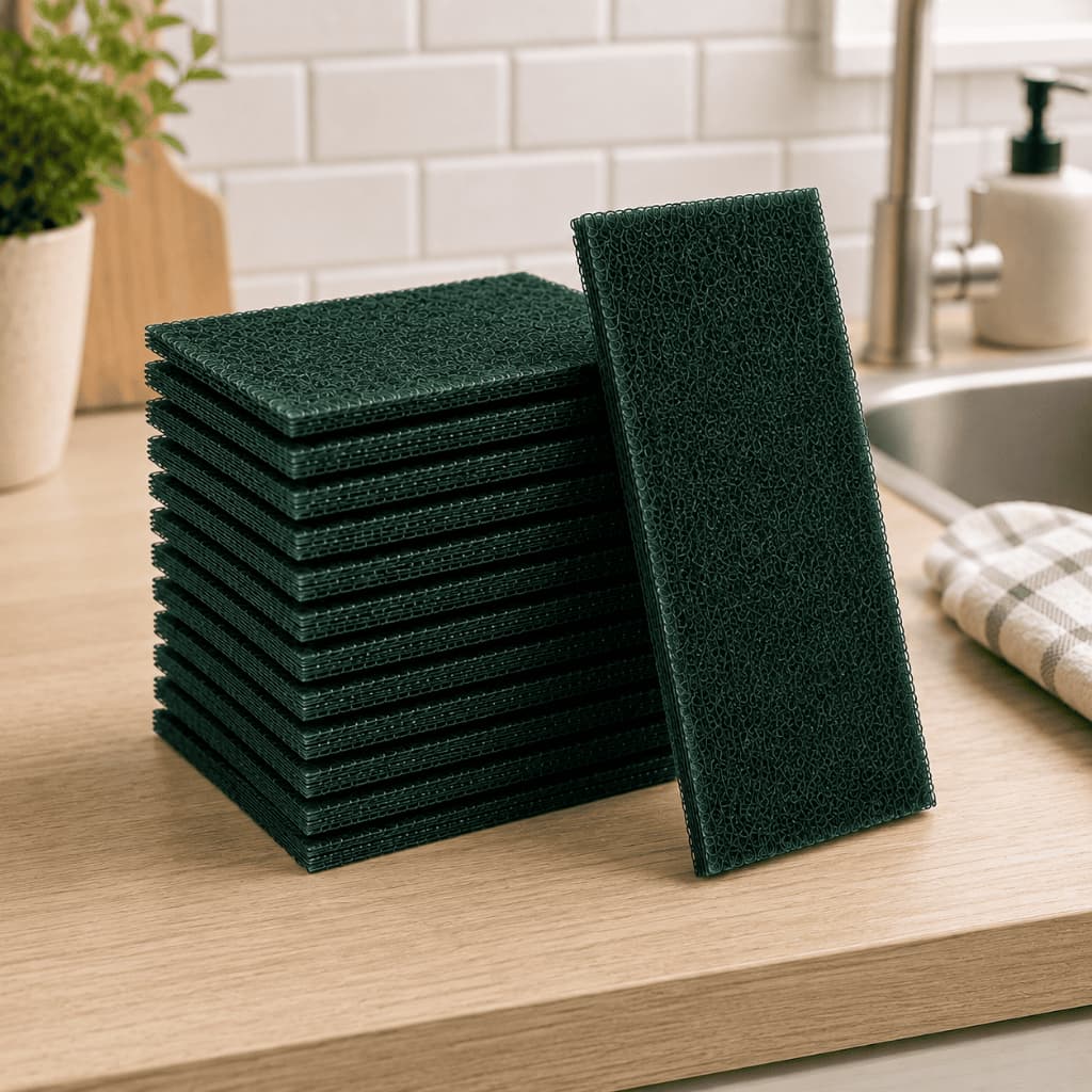 Kit 10 Esponja Bucha Fibra Verde Uso Geral Limpeza Multiuso Verde