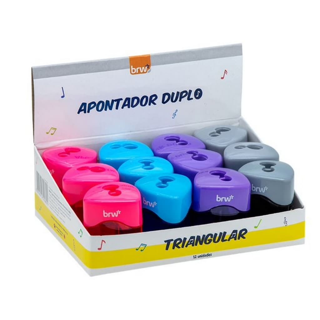 Apontador duplo Triangular Neon BRW - 1 Unidade