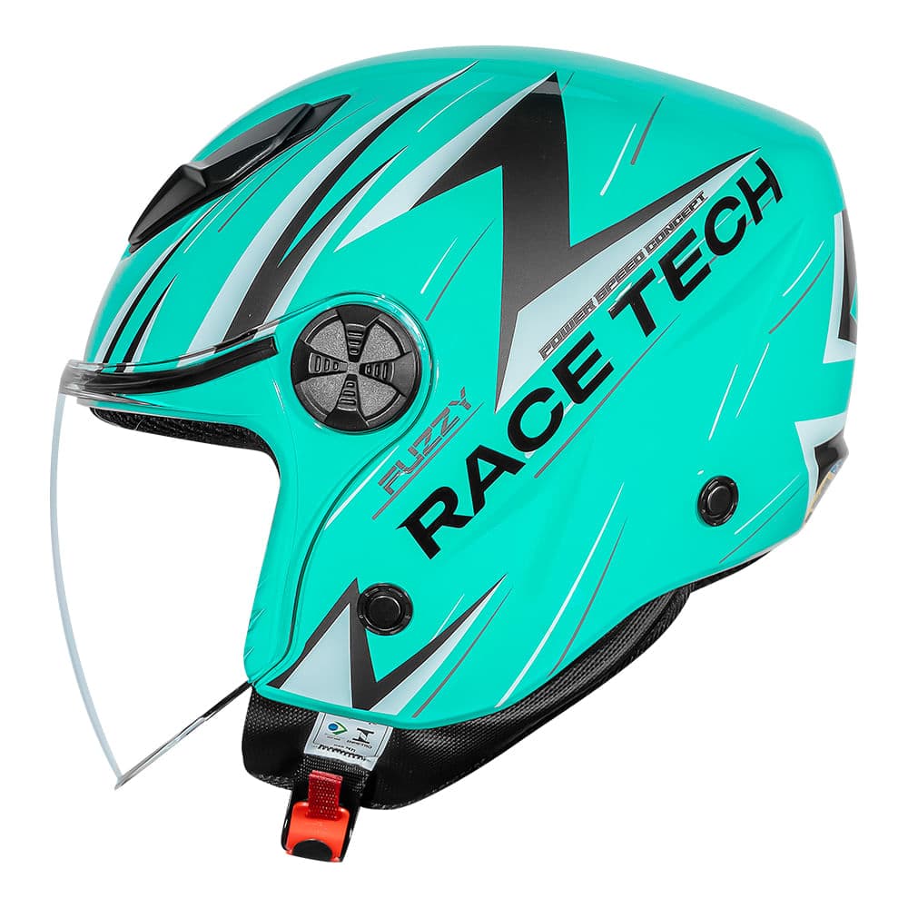 CAPACETE RACE TECH PLAY FUZZY TITANIUM E VERDE
