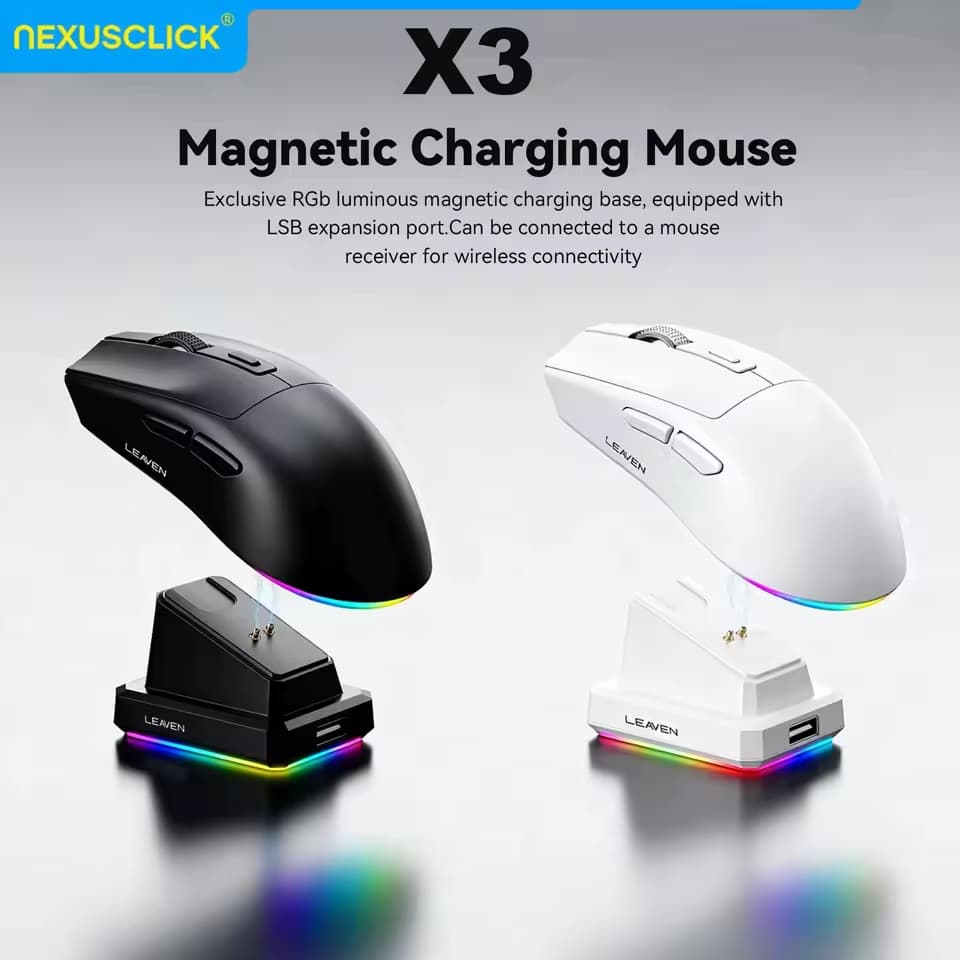 Mouse Sem Fio Bluetooth Leaven, Mouse Gamer de Dois Modos para E-sports, Leve, com Carregamento Magnético 2026