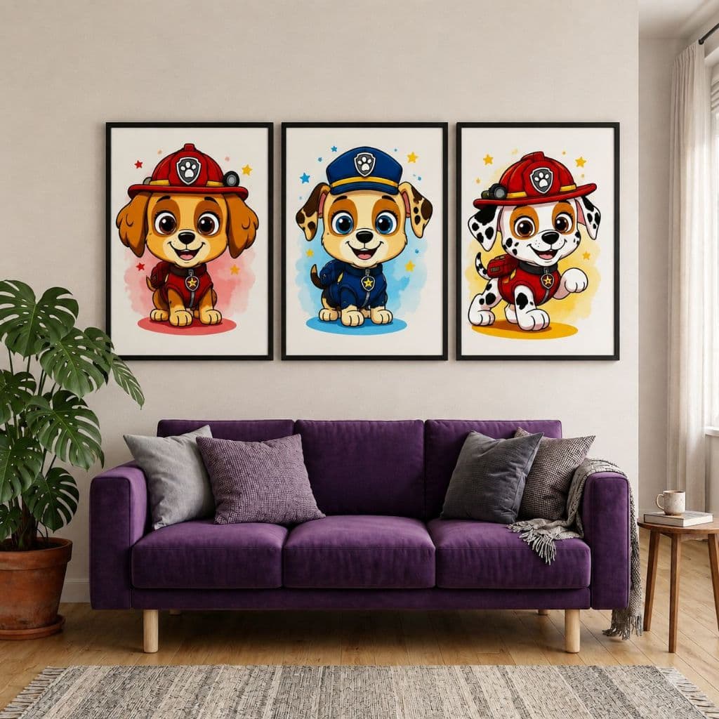 Quadros Infantis Patrulha Canina – Kit Decorativo para Quarto de Criança