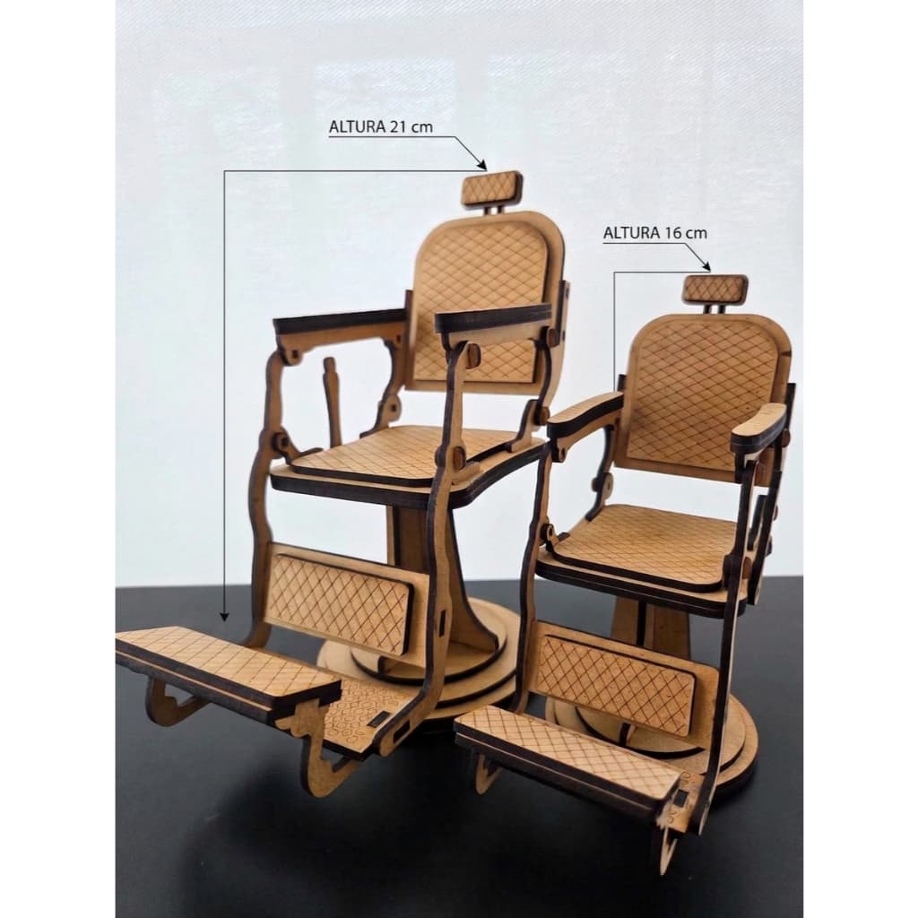 💈 Cadeira de Barbeiro em MDF cru Articulada – Modelo Decorativo