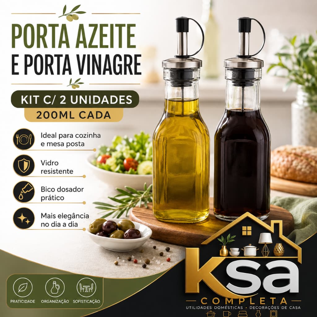 Kit c/2 Azeiteiro Vinagreiro Spray De Vidro Bico Dosador  Plastico 200ml