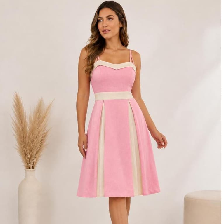 Vestido Feminino Alça Ajustável Casual Verão Elegante Evangélico Modesto Comportado