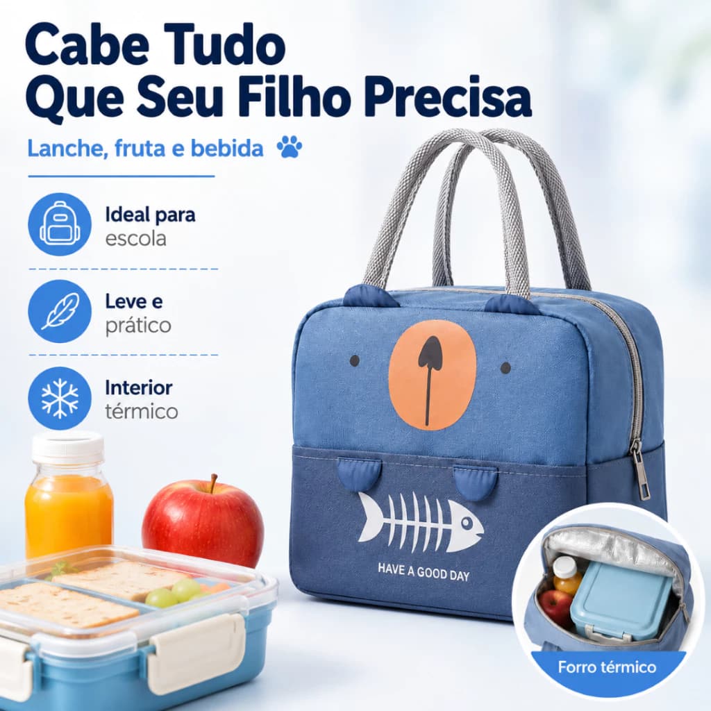 Cute Kids Cooler Bag with Hand Strap Lightweight Large Capacity for School Trips and Snacks