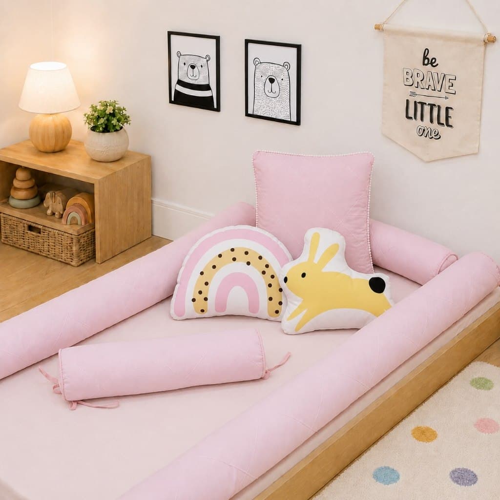 Kit Rolinhos Montessoriano Mini Cama 8 Peças 100% Algodão