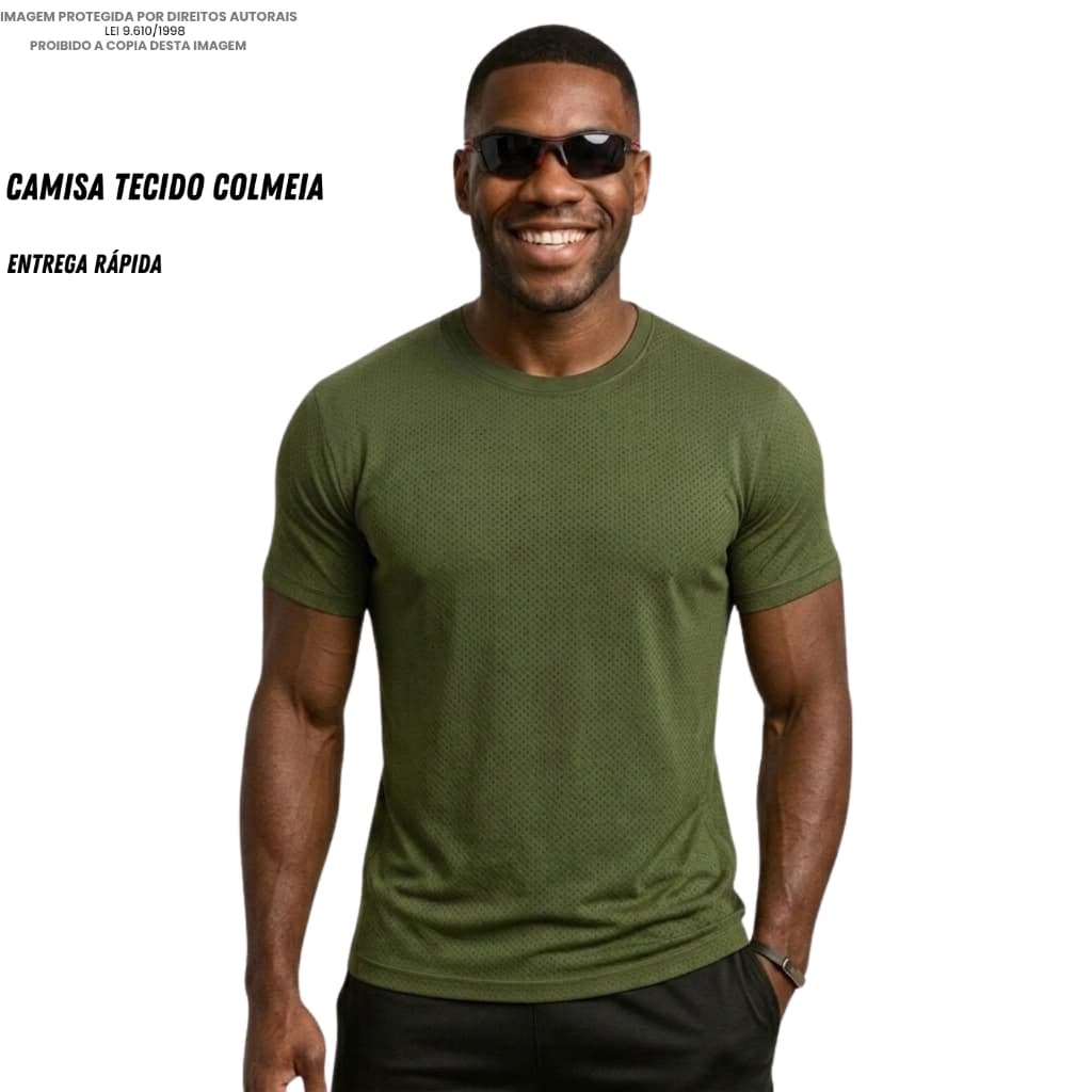 Camisa Masculina Tecido Colmeia Camisa Esportiva Academia Treino Corrida Blusa Leve Respiravel