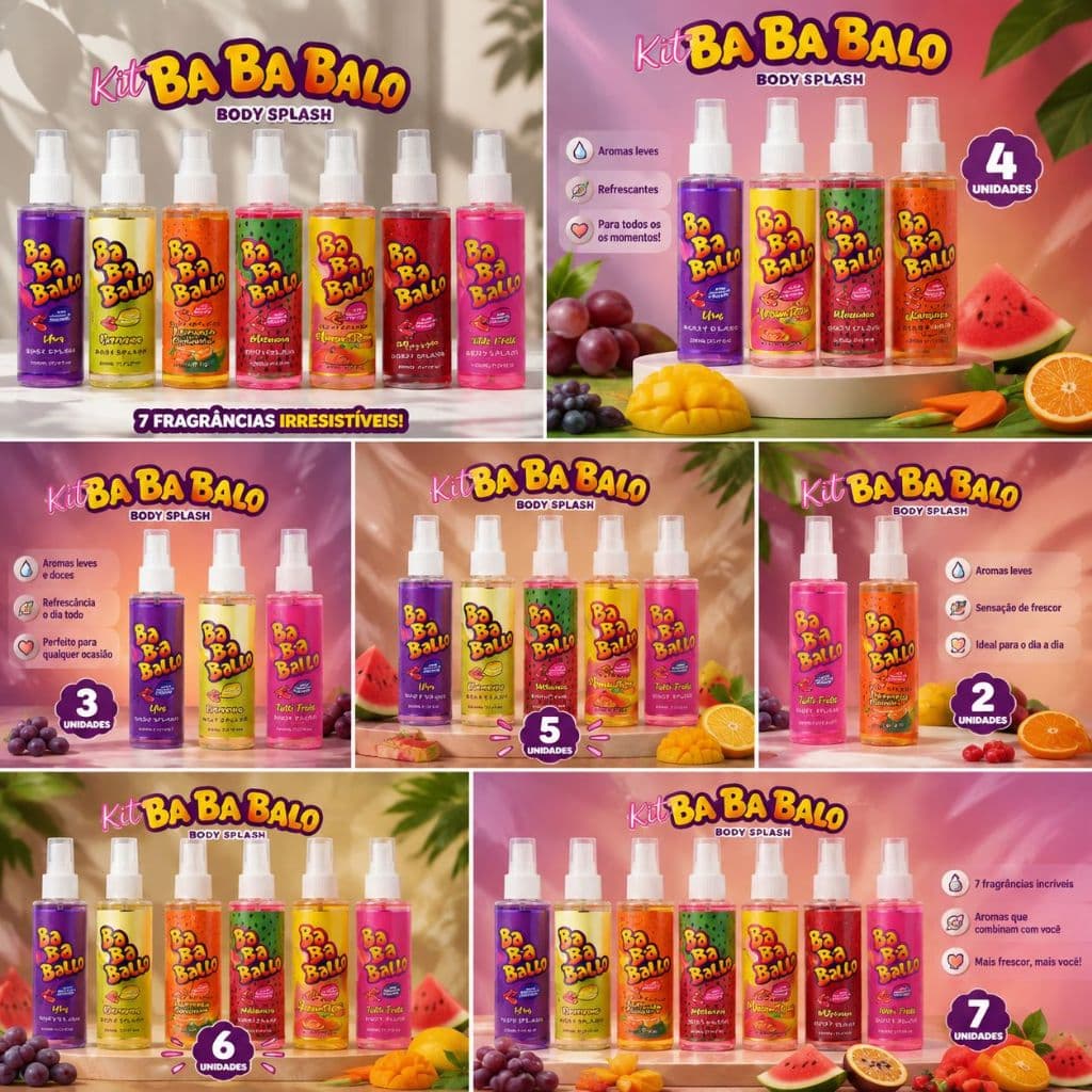 KIT com até 3 BODY SPLASH corporal com cheiro de CHICLETE 230ml (CONTENDO VARIAÇÕES COM 1 E 3 UNIDADES)