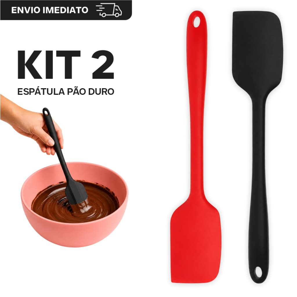 Kit 1/2 Espátula Silicone Grande Pão Duro Reforçada Raspadora Premium Dura 27cm