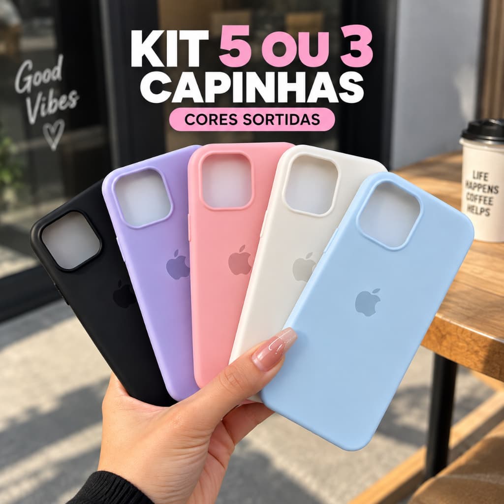 Kit Capinhas iPhone 11 12 13 14 15 16 17 | 3 ou 5 Unidades perfeitas tendencias