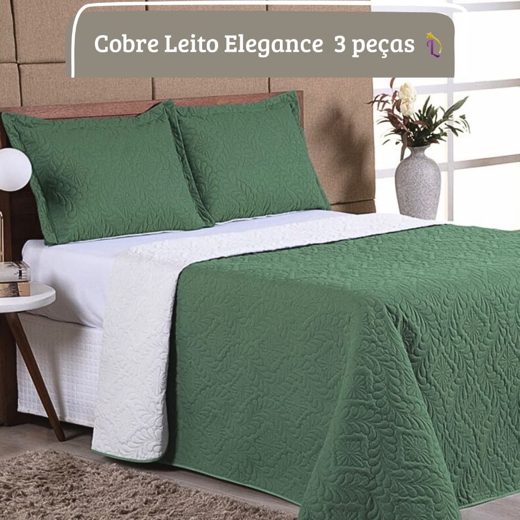 Kit Colcha Cobre Leito Matelado Queen 3 Peças Dupla Face Micropercal Toque Suave Elegance