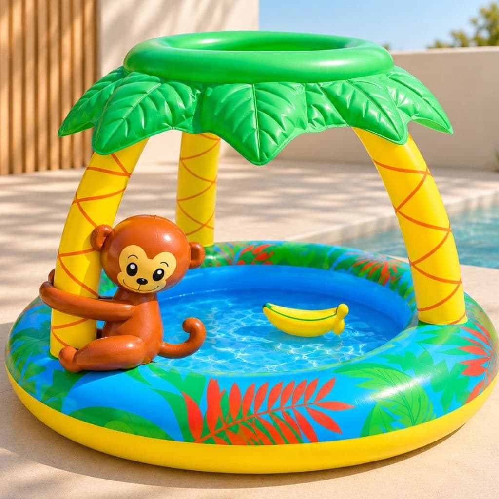 Piscina Inflável Infantil Macaquinho Coberta 53 Litros Praia E Verão Cor Multicolor
