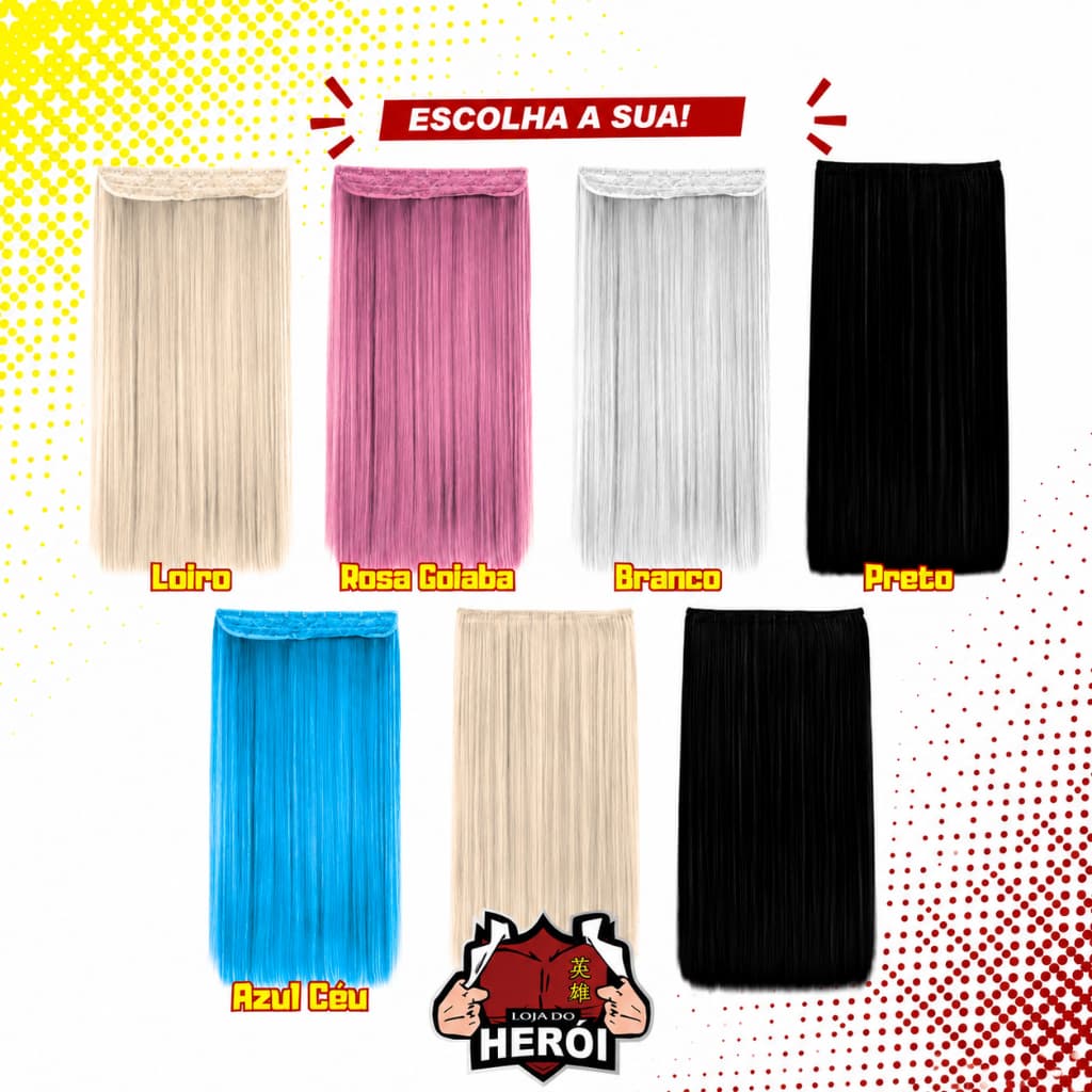 Aplique Extensão de Cabelo Aplique Tic Tac em Fibra Orgânica e Tela Mágica p/ Volume - Diversas Cores