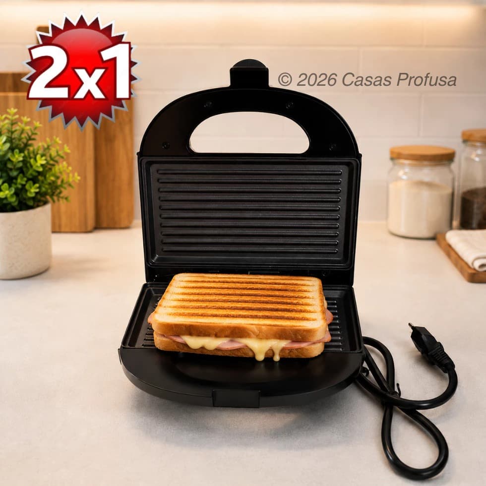 Sanduicheira Grill Eletrica Placas Antiaderentes 750w Prensa Dupla 2 Em 1 127v Rápida