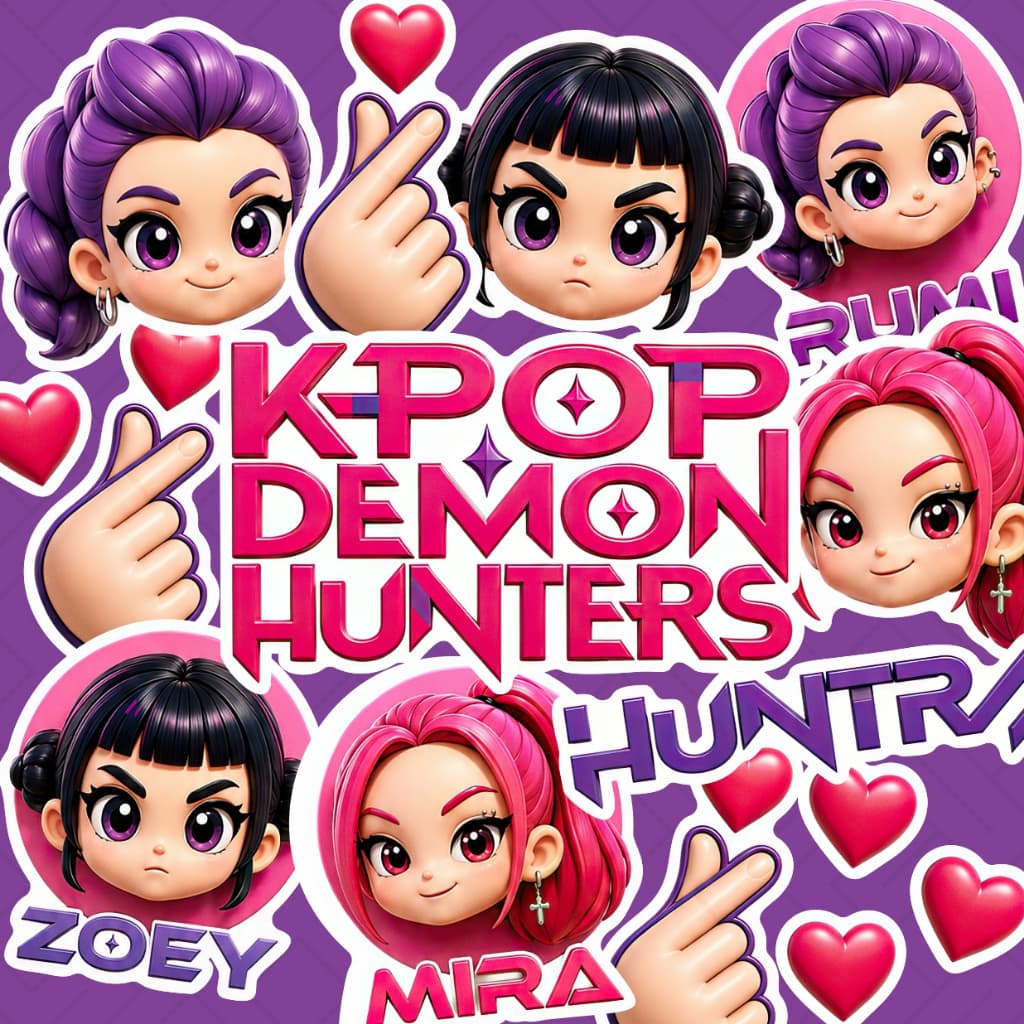 Kit 3 Cartelas Adesivo Vinil Prova D'água Recorte Eletrônico 45 Unidades Eco Solvente Kpop Demon Hunters